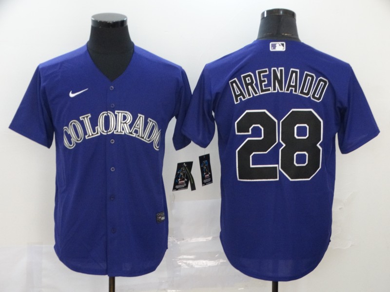 Men Colorado Rockies 28 Arenado Purple Nike Game MLB Jerseys